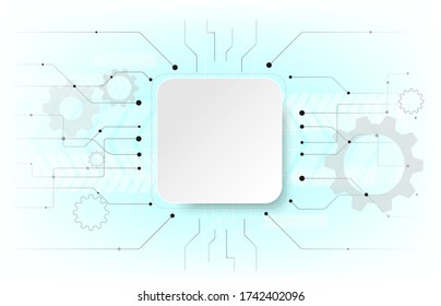 White Technology Vector Abstract style in Technology concept design an Electronic circuit board.