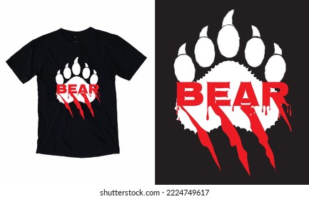 white teddy bear, T-shirt design vector illustration, Tearing by bear claws, Vintage design. Grunge background. Typography, t-shirt graphics, print, slogan, flyer, postcard, Grizzly bear.