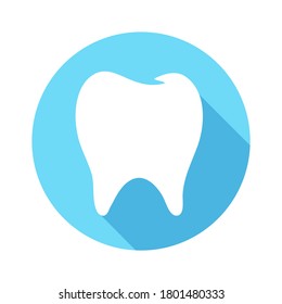 White teeth icon Simple design with long shadows.