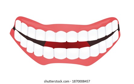 White teeth isolated. vector illustration