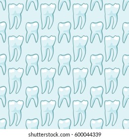 White teeth on blue background. Vector