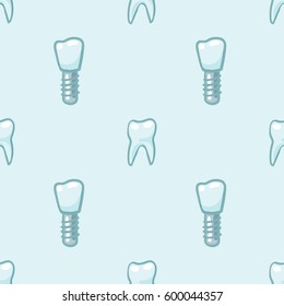 White teeth on blue background. Vector