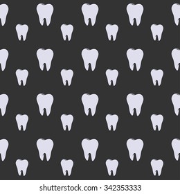 White teeth on turquoise background. Vector dental seamless pattern.