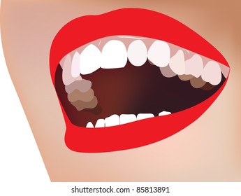 White teeth, smile, red lip