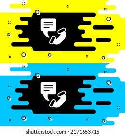 White Telephone 24 hours support icon isolated on black background. All-day customer support call-center. Full time call services.  Vector