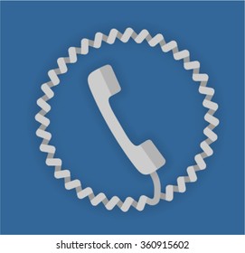 White telephone with coiled wire, vector illustration phone icon