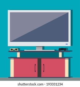 White televisor, in a flat design
