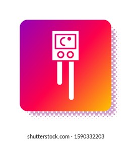 White Temperature and humidity sensor icon isolated on white background. Square color button. Vector Illustration