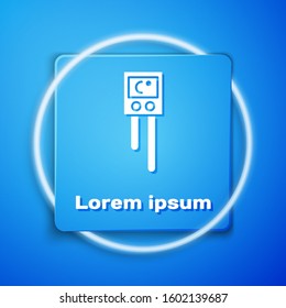 White Temperature and humidity sensor icon isolated on blue background. Blue square button. Vector Illustration