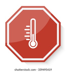 White Temperature icon on red stop sign web app
