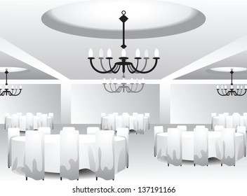 White template of celebration hall for event designers or wedding planners. Grouped, layered file. Add your colors and decorations to impress your client!