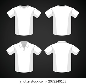 White template design for t-shirt or collar shirt. Sports uniform with front and back model. 