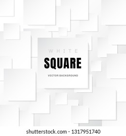 White template paper squares banner with shadow on white background with copy space. Vector illustration