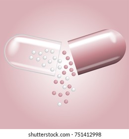 White Template Pills Capsules Isolated. Ready for Your Design. Vector illustration