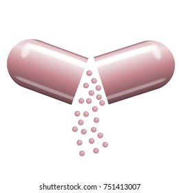 White Template Pills Capsules Isolated. Ready for Your Design. Vector illustration
