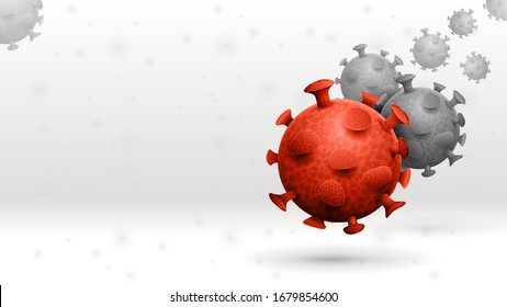 White template with red and gray coronavirus molecules and copy space. Coronavirus 2019-nCoV. Coronavirus outbreak and coronaviruses influenza background for your arts.