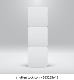 White template square for websites or products, realistic vector illustration