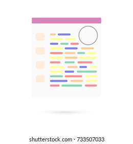 White template of UI, checklist or digital profile