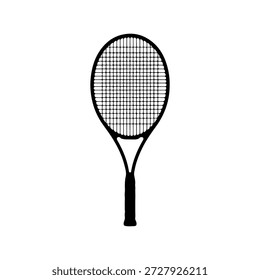 Ilustración vectorial blanca de la raqueta de tenis aislada en el icono negro de los deportes del fondo