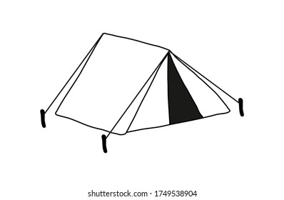 White tent for a forest camp. 