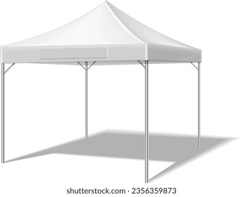 White tent mockup. Realistic event advertising sunshade