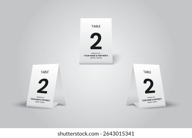 white Tent Table Number 2 Card Mockup 