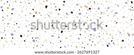 White Terrazzo seamless pattern. Repeating granite stone texture. Color Italian mosaic surface design for paving, floor tile swatch, decoration. Venetian marble background concept. Vector