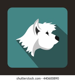 White terrier dog icon, flat style