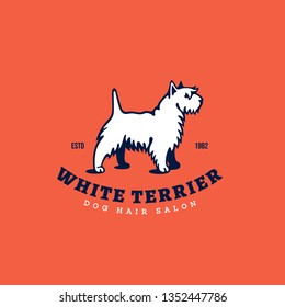 White terrier logo design template. Vector illustration.