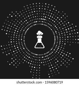 White Test tube and flask chemical laboratory test icon isolated on grey background. Laboratory glassware sign. Abstract circle random dots. Vector Illustration