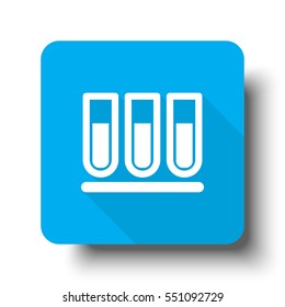 White Test Tube icon on blue web button