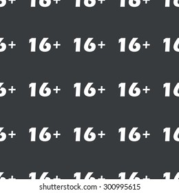White text 16 plus repeated on black background