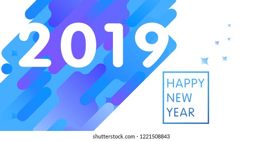 White text 2019 on abstract background for Happy New Year celebration greeting card design.