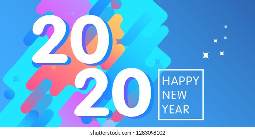 White text 2020 on abstract background for Happy New Year celebration greeting card design.