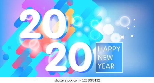 White text 2020 on abstract background for Happy New Year celebration greeting card design.