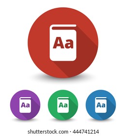 White Text Book icon in different colors set