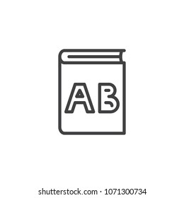 White Text Book outline icon. linear style sign for mobile concept and web design. Alphabet line vector icon. Symbol, logo illustration. Pixel perfect vector graphics
