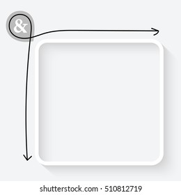 A white text box and ampersand symbol