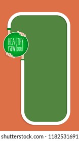 White text box for fill your text with inscription healthy raw food.