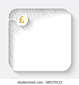 A white text box with hand written shadow and pound sterling symbol