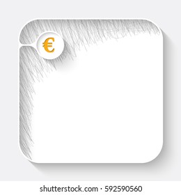A white text box with hand written shadow and euro symbol
