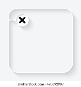 A white text box with and multiplication symbol