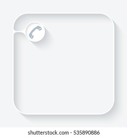 A white text box with phone icon