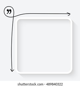 A white text box and quotation mark