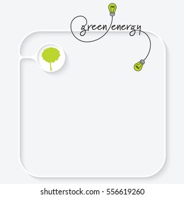 A white text box with tree and the words green energy