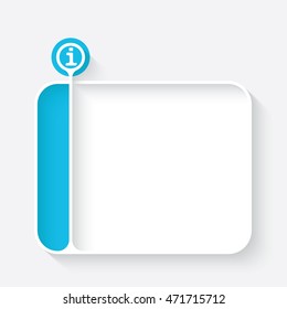 White text box for your text and info symbol