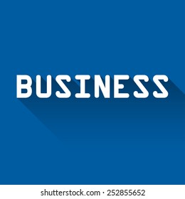 White text "Business" with long shadow on the blue background.
