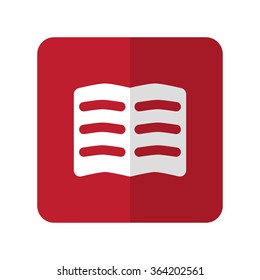 White Text flat icon on red rounded square on white