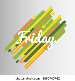 Viernes de texto blanco sobre fondo multicolor