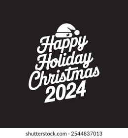 Um gráfico de texto branco em um fundo preto que diz "Feliz Natal de Natal 2024".